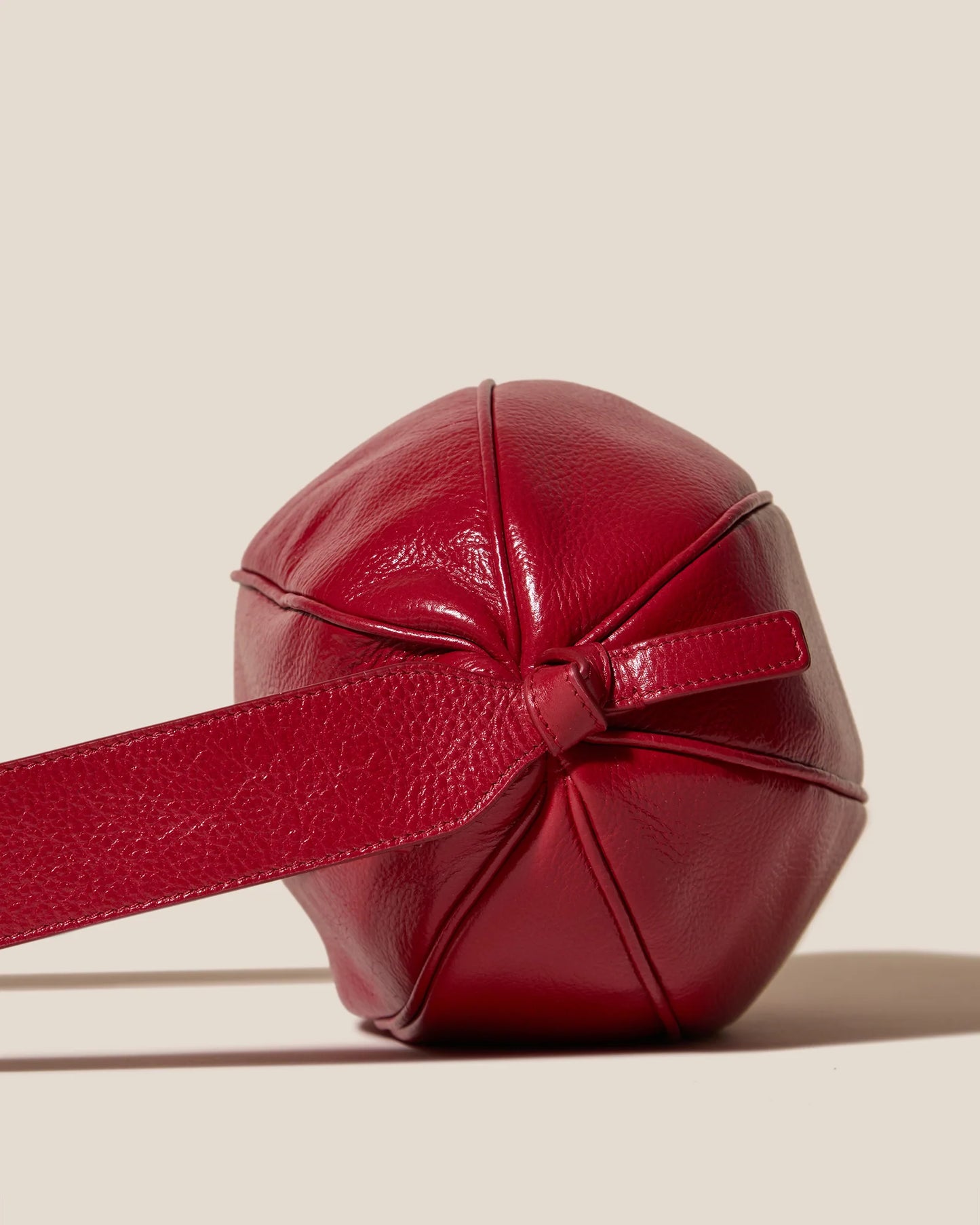 Knotted Ruched Red Leather Crossbody Shoulder Bag