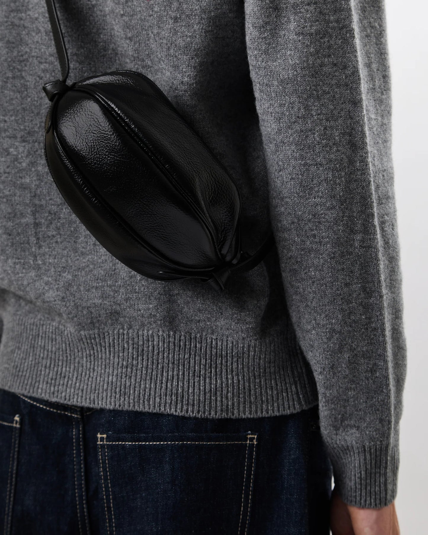 Knotted Detail Leather Mini Crossbody Bag