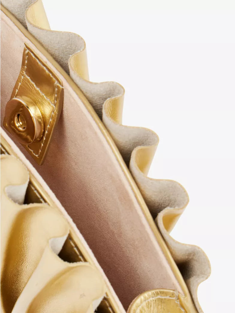 Metallic Gold Pleated Shell Clutch Bag
