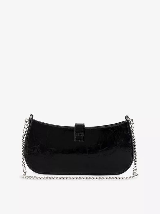 Black Patent Leather Buckle Chain Mini Shoulder Bag