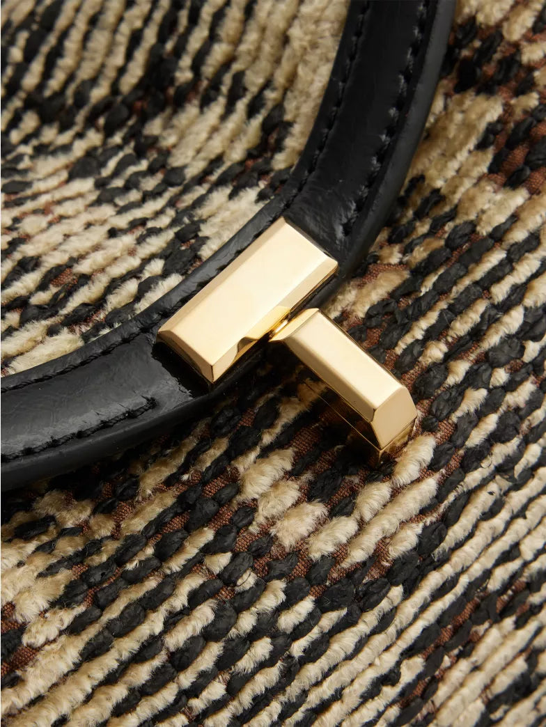 Snake Print T-Lock Structured Clutch Bag
