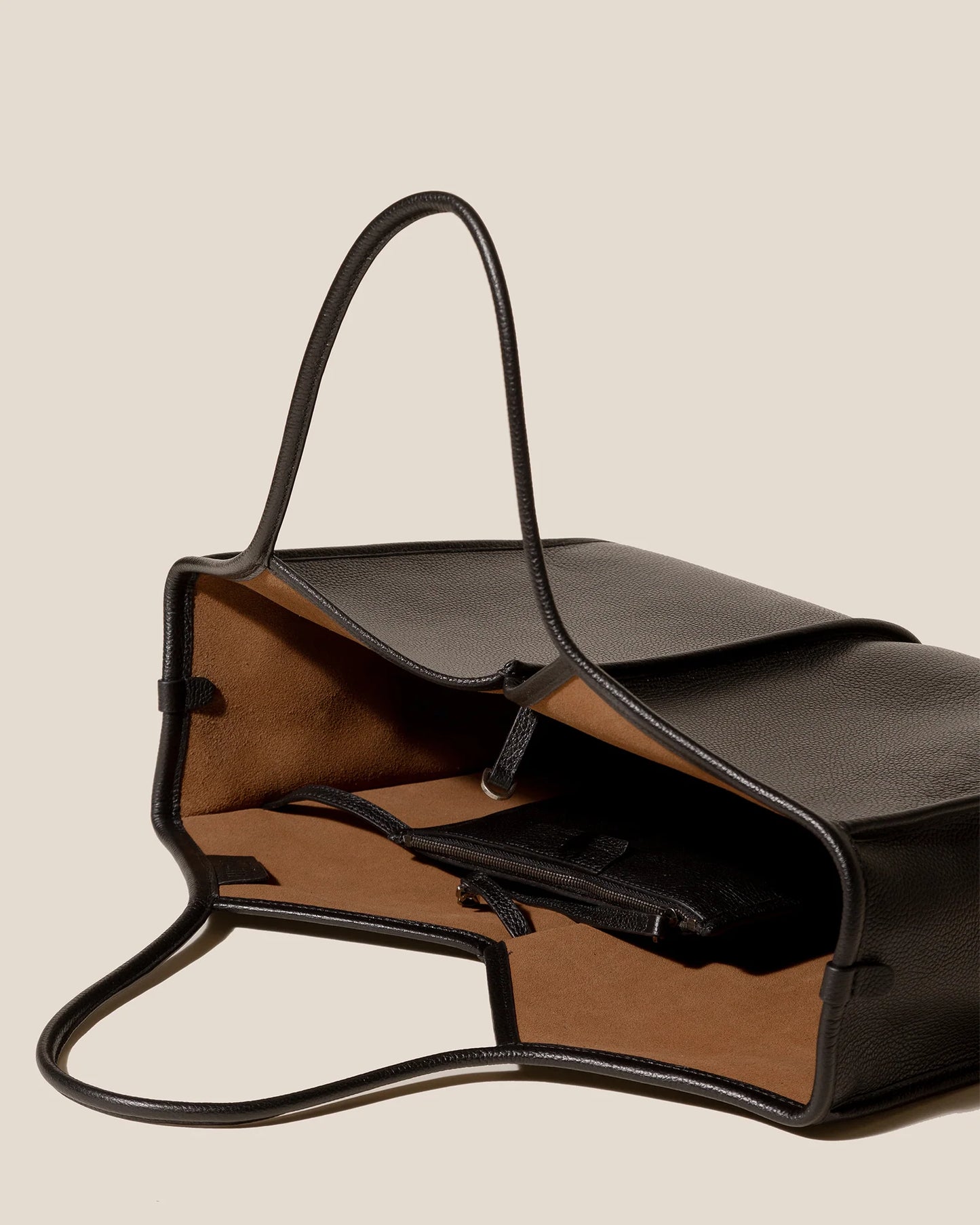 Knotted Ring Handle Soft Leather Large Tote Bag