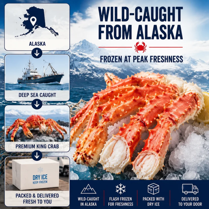 Premium Wild-Caught Alaskan King Crab Legs-Jumbo Size, Flash Frozen for Freshness
