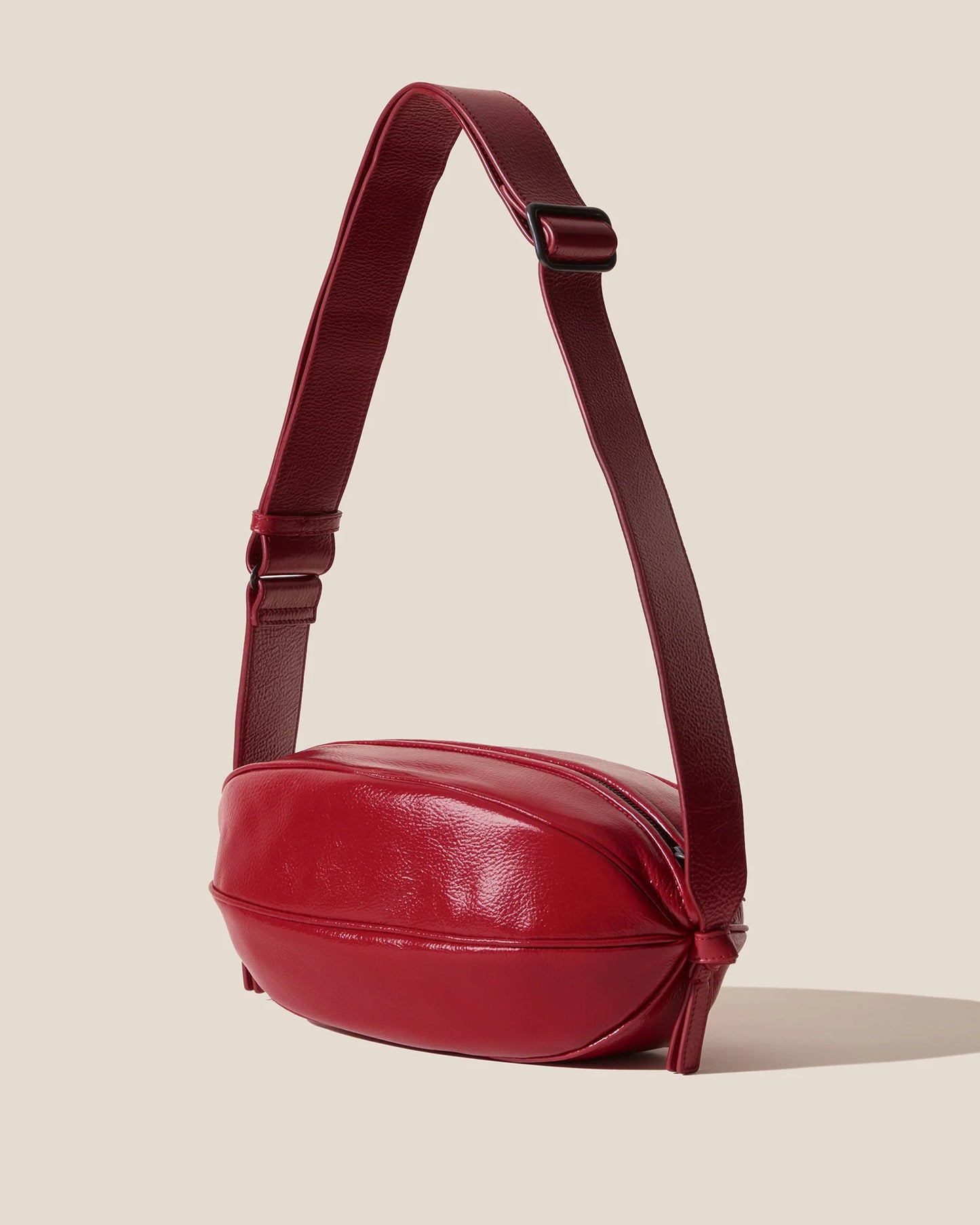 Knotted Ruched Red Leather Crossbody Shoulder Bag