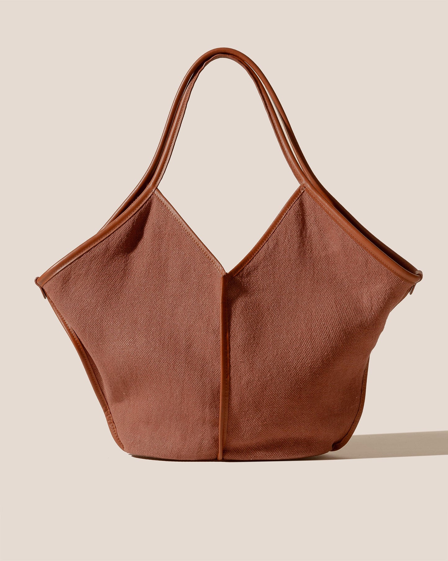 V-Cut Terracotta Fabric Large Shoulder Tote Bag
