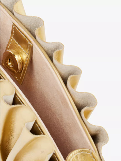 Metallic Gold Pleated Shell Clutch Bag
