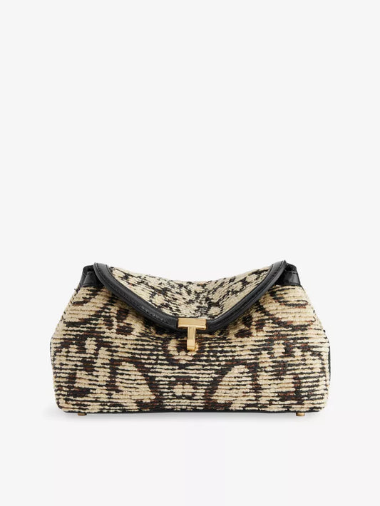 Snake Print T-Lock Structured Clutch Bag